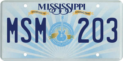 MS license plate MSM203