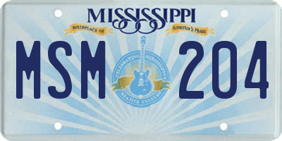 MS license plate MSM204