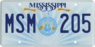 MS license plate MSM205