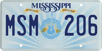 MS license plate MSM206