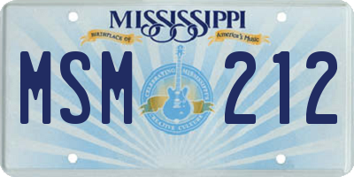 MS license plate MSM212