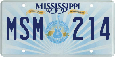 MS license plate MSM214