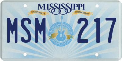 MS license plate MSM217