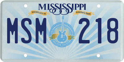 MS license plate MSM218