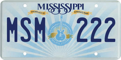MS license plate MSM222