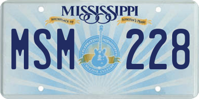 MS license plate MSM228