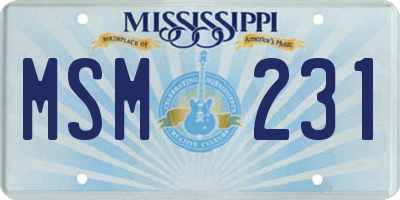 MS license plate MSM231
