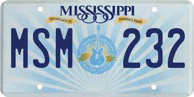 MS license plate MSM232