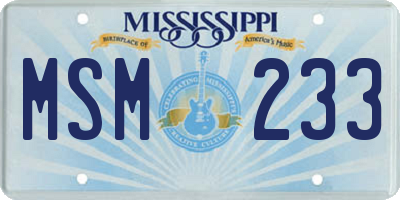 MS license plate MSM233