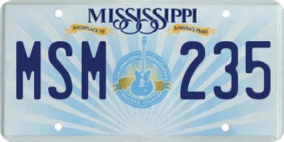 MS license plate MSM235