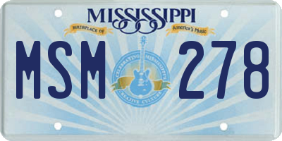 MS license plate MSM278