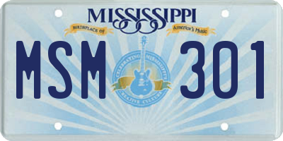 MS license plate MSM301