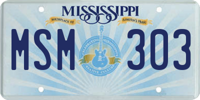 MS license plate MSM303