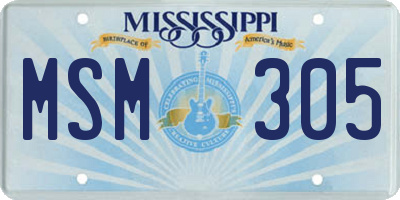 MS license plate MSM305