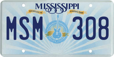 MS license plate MSM308