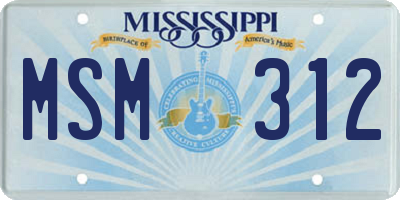 MS license plate MSM312