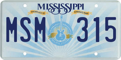 MS license plate MSM315