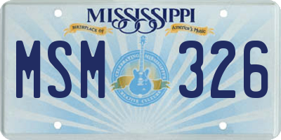 MS license plate MSM326