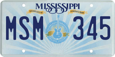 MS license plate MSM345