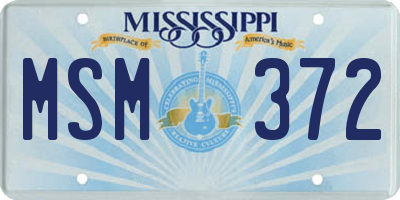 MS license plate MSM372