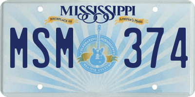 MS license plate MSM374