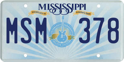 MS license plate MSM378
