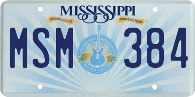 MS license plate MSM384