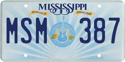 MS license plate MSM387