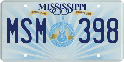 MS license plate MSM398