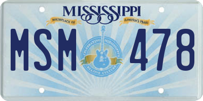 MS license plate MSM478