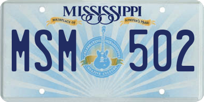 MS license plate MSM502