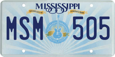 MS license plate MSM505