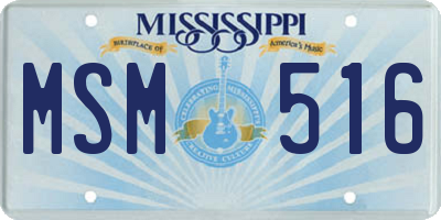 MS license plate MSM516