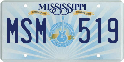 MS license plate MSM519