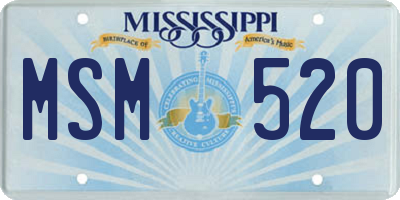 MS license plate MSM520