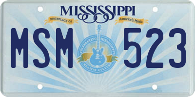 MS license plate MSM523