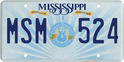 MS license plate MSM524
