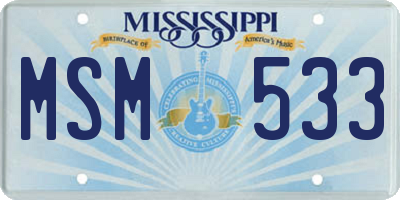 MS license plate MSM533