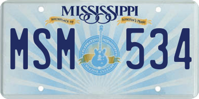 MS license plate MSM534