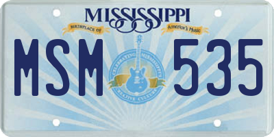 MS license plate MSM535