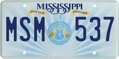 MS license plate MSM537