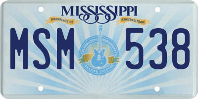 MS license plate MSM538