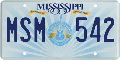 MS license plate MSM542