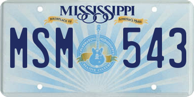 MS license plate MSM543