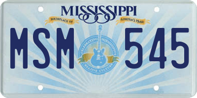 MS license plate MSM545