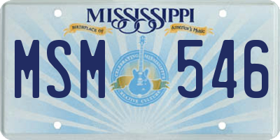 MS license plate MSM546