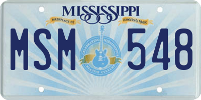 MS license plate MSM548