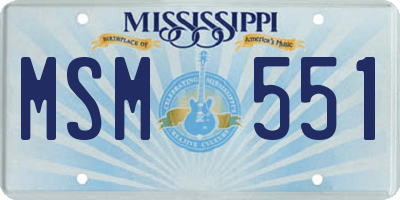MS license plate MSM551