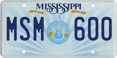 MS license plate MSM600