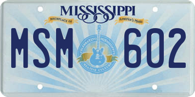 MS license plate MSM602